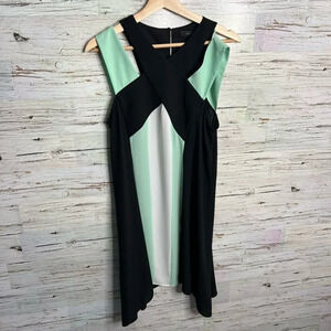 BCBGMaxazria Chantel Crossover  Dress Size small black green white